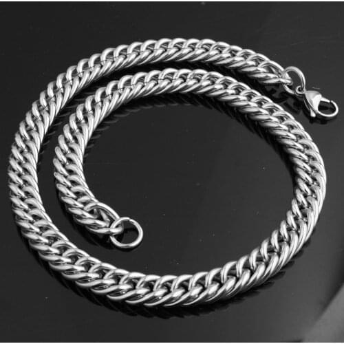 Neck Heavy Polished Silver Color Chain For Men Big Long Male Hip Hop 12mm Wide Stainless Steel Cuban Chain Necklace Collares