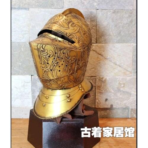 The European Medieval Knight Helmet / Retro iron Samurai armor / Internet cafe restaurant lobby bar decoration