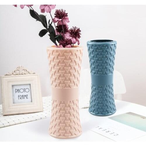 Nordic Simple Plastic Vase Imitation Ceramic Flower Pot Floral Decoration Unbreakable Flower Arrangement Container Home Decor