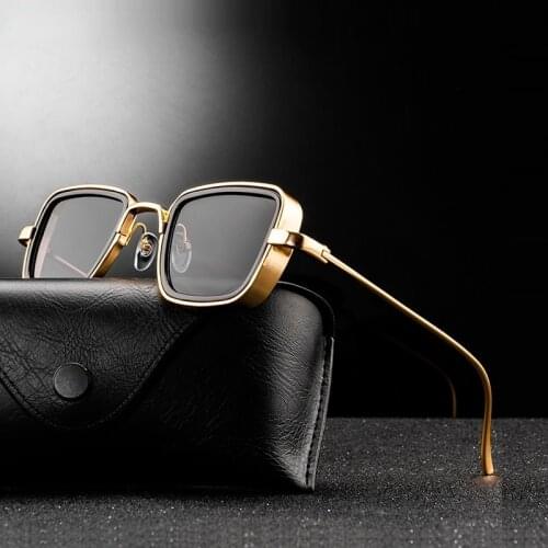2021 New Vintage Steampunk Sunglasses Men Women Retro Metal Square Mens Sun Glasses Male Trendy Brand Shades For Men UV400