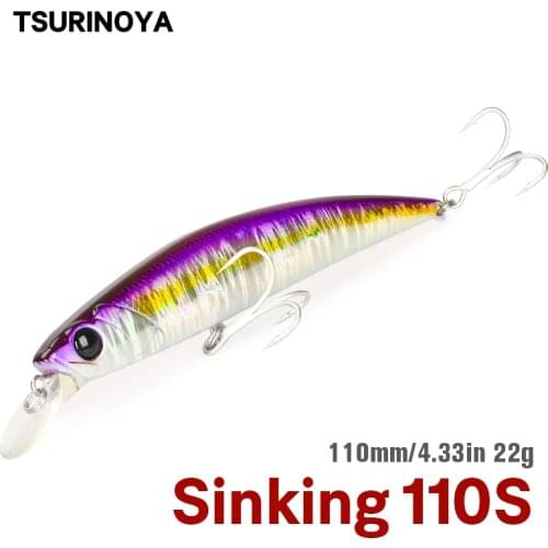 TSURINOYA Sinking Minnow Bait 110mm22g Fishing Lure Depth: 0.8~1.2m 4# Hook Isca Artificial Pesca Leurre Peche Fishing Wobbler