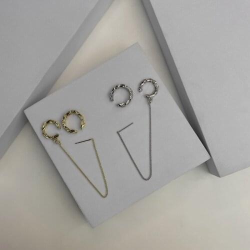U-Magical Unique Design Two-piece Suit C Shape Open Clip Earrings for Women Minimalist Irregular Metallic Earrings Jewelry