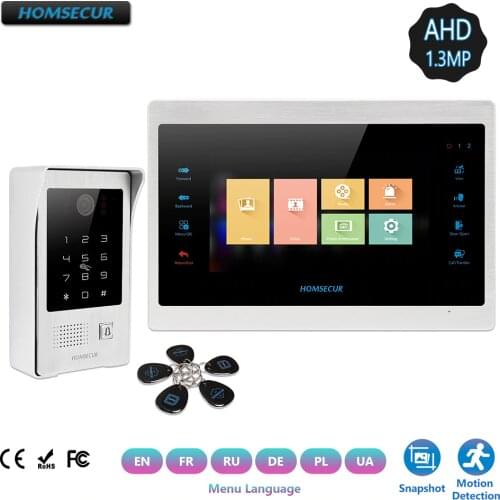 HOMSECUR 4 Wire 7" AHD 1.3MP Video&Audio Smart Doorbell with Outdoor Monitoring RFID Password Unlock Motion Detection Support