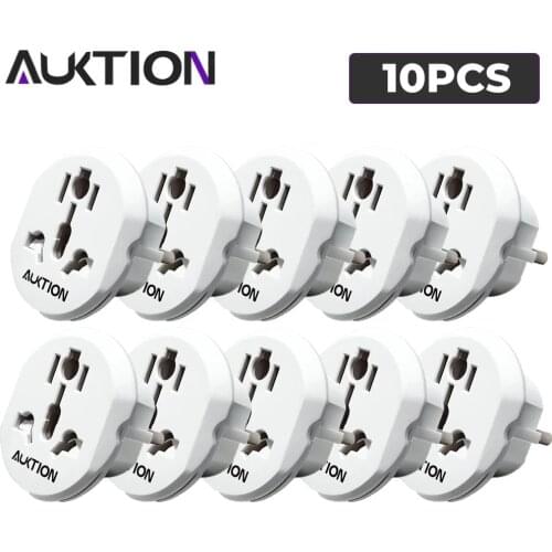 AUKTION 10Pcs Universal Travel EU Adapter 16A Electrical Plugs International Power Socket Converter AC 250V Home Office Use