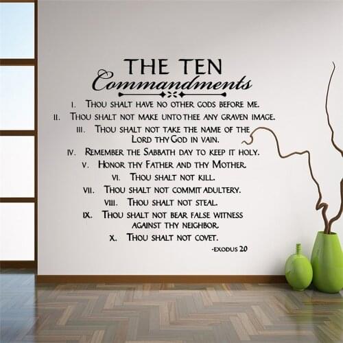 The Ten Commandments Exodus 20 Vinyl Wall Decal Sticker Bible God religion faith Wall Sticker For Rooms Wall Decor WZ210
