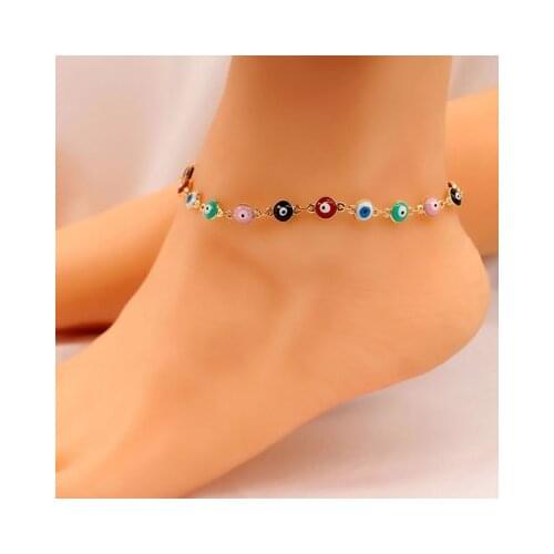 Bohemian Colorful Eye Beads Anklets For Women Gold Color Summer Ocean Beach Ankle Bracelet Foot Leg Chain Jewelry 2021 NEW
