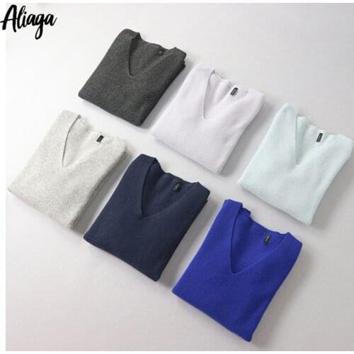 Aliaga High Quality Worsted 100% Cashmere Sweater Women Rib Knitted V Neck Pullover Luxury Soft Fashion Ladies Autumn Jumper