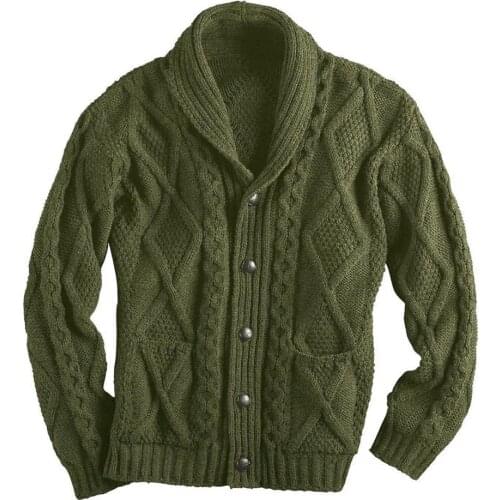 Winter Cardigan Sweater Men Shawl Collar Button Placket Mens Knitted Sweaters Casual Slim Fit