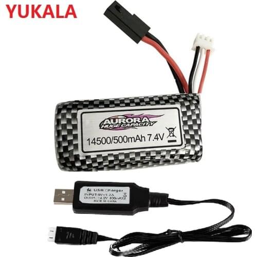 1pc 2pc 3pc 7.4v 500mAh lipo battery /USB charger 14500 for XLH XINLEHONG 9130 9136 9137 9135 9138 high speed RC truck rc car