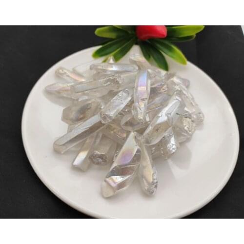 100-300g White Titanium Aura Lemurian Seed Quartz Crystal Stones Point Specimen Decoration Quartz Crystal