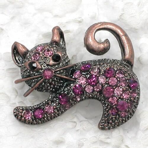 12pcs/lot Wholesale Fashion Brooch Rhinestone Kittens Pin brooches C101483