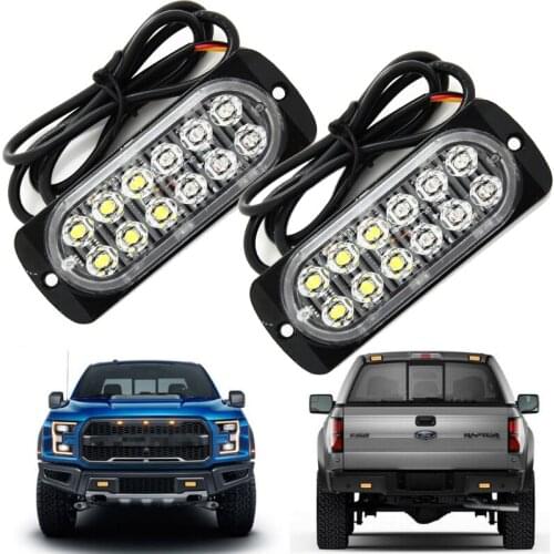 2PCS 36W Waterproof Ultra-thin 12V-24V 12LED Car Truck Pickup Lorry Emergency Side Strobe Light Warning flashing light LED DRL