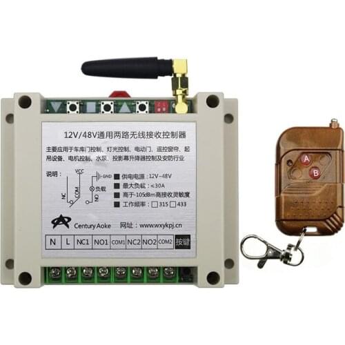 2017 DC12V 24V 36V 48V 10A 2CH RF Wireless Remote Control Switch System transmitter & receiver relay Receiver Smart Home Switch