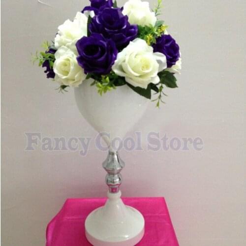 2017 New Style White Wedding Vase Metal Flower Stand Table Centerpiece 41cm Tall 10pcs/lot