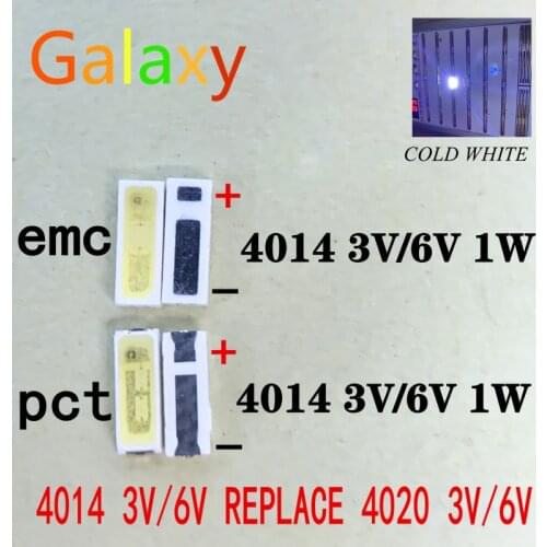 500pcs 4014 Replace 4020 SMD LED Beads Cold white 0.5W 1W 3V 6V 150mA For TV/LCD Backlight LED Backlight High Power LED emc pct