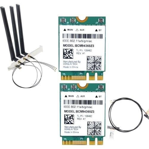 BCM94360NG Gigabit 5G Dual Frequency Built-in Wireless Network Card Bluetooth 4.0 NGFF Adapter Card with 3 Antenna