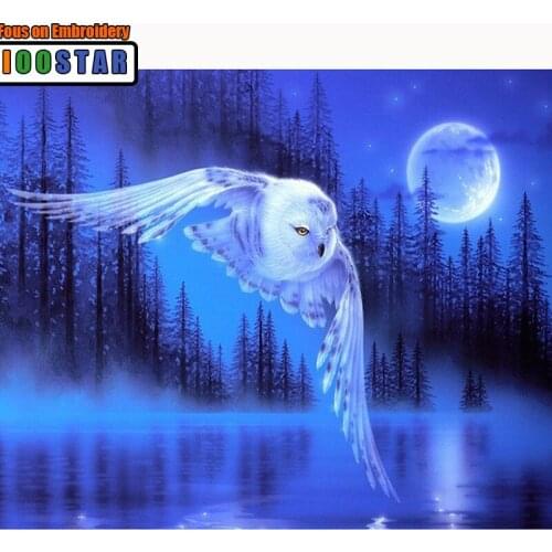 Bird Flying The Sky Diamond Embroidery Eagle Moonlight Diamond Painting Cross Stitch Full Square Wall Stickers Home Decor