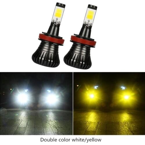 Car Turn Day Runing Light Dual Color LED Fog Driving Lamp Tail Bulbs H3 H11 H8 H9 HB3 HB4 9005 9006 H27 880 881 White Ice Blue