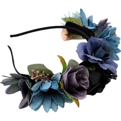 Boho Ladies Girls Flower Headband Flower Headband Garland Festival Wedding Bride Bridesmaid Hair Band Headband Wreath