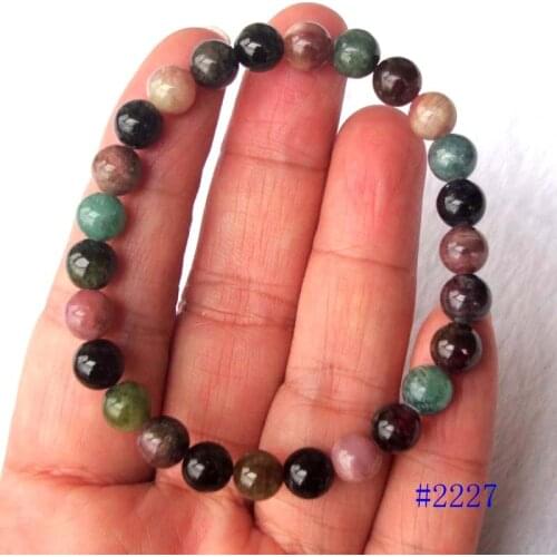 Free Shipping Natural Tourmaline Round Beads Bracelet Women Man Jewelry Accessories Weddings Parties Gift
