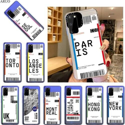World City Simple Travel Ticket Label Phone Case For Samsung S21 Ultra S20 Note 20 10 Pro 9 8 S10 Lite Silicone Soft Back Cover