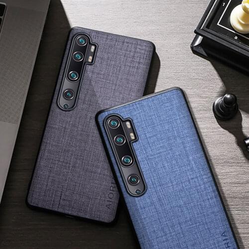 Textile Texture Case For Xiaomi Mi Note 10 Pro High Quality PU Canvas Back Cover for xiaomi mi note 10 10 pro Phone Case