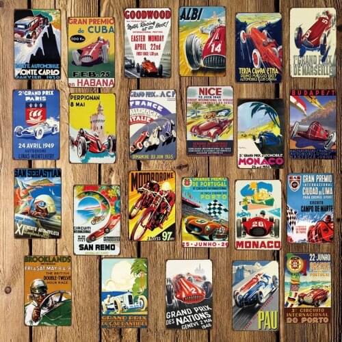 [ DecorMan ] Budapest Monaco car Racing Metal Signs Custom wholesale Mural Wall Poster Paintings Bar PUB Decor DD-1694
