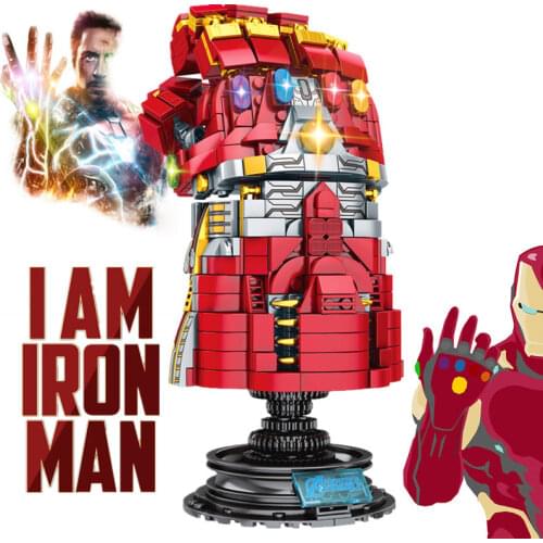 Avengers Iron Man Infinity Glove Heroes Toys Thanos Weapon Gauntlet Captain America Shield Marvel Building Blocks Bricks Kid