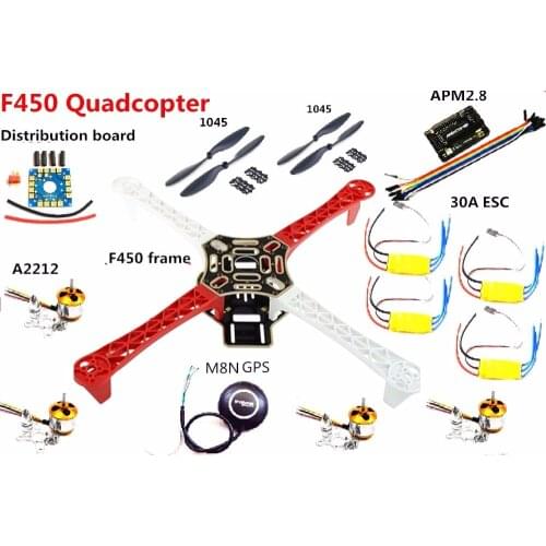 F450 450 Quadcopter MultiCopter Frame kit APM 2.8 w/ 6M/ 7M/M8N GPS A2212 Motor 30A ESC for RC Quadcopter