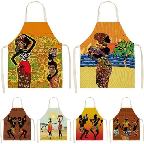 African style Kitchen Aprons for Women Cotton Linen Pinafore Bibs Household Cleaning Home Cooking Apron 53*65cm WQL0196