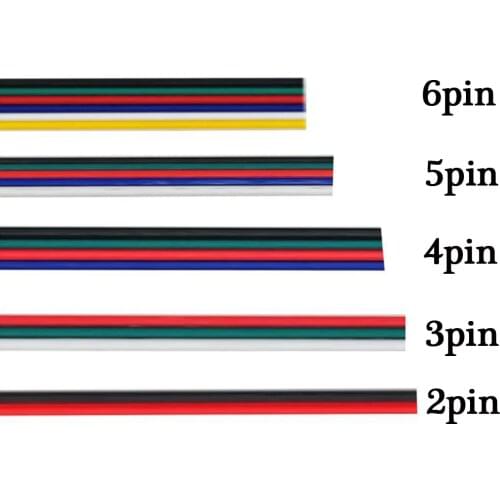 1-100m 2pin 3pin 4pin 5pin 6pin Electric Wires FOR WS2812B WS2813 5050 RGBW RGB CCT Flexible LED Cable Connector Extension Wire