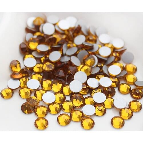 Hot SS3-SS20 Gold yellow rhinestone for Nail Art 1440pcs Flatback Non Hotfix Glue on Nail Art Rhinestones Boutique and Top grade