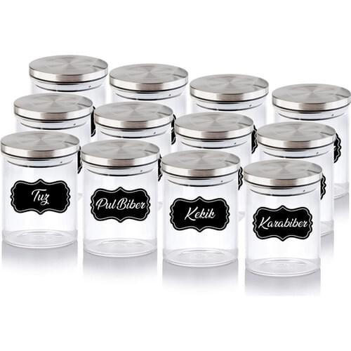 Mama Camilla Labeled 12 Piece 200 ml Borosilicate Glass Jar With Metal Lid Vacuum