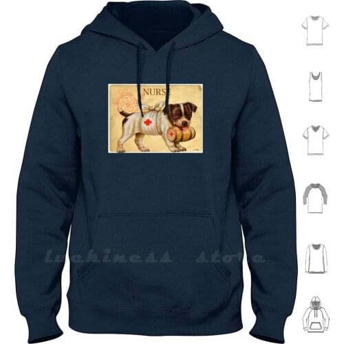 Red Cross Nurse Dog Vet Hoodie Long Sleeve Nurse Dog Red Cross Vet