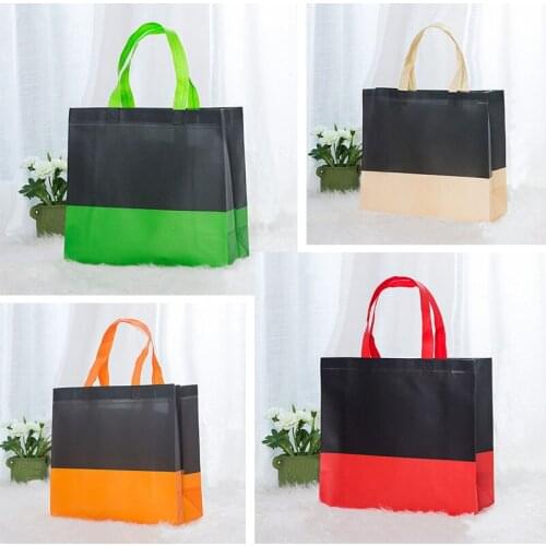 Fashionable Foldable Shopping Bags Reusable Tote Travel Shopping Bag Patchwork Color Non-Woven Shopping Storage Bag