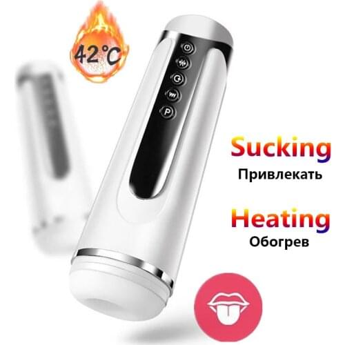 Automatic Clip Suction Male Masturbator Cup Real Sucking Oral Deep Throat Blowjob Powerful Vibrating Heating SM Sex Toys For Men
