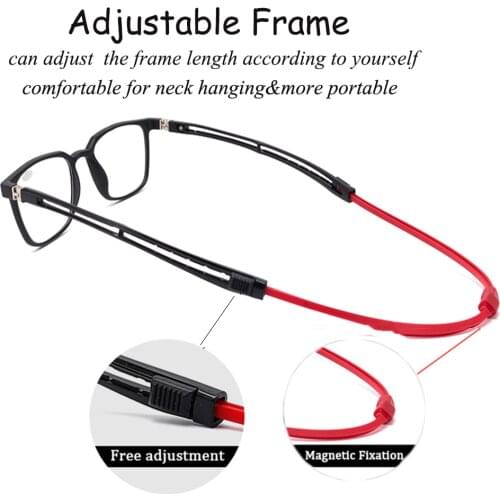 New Magnetic Reading Glasses Men And Women Portable Hang a Neck Reading Glasses Telescopic Legs +2.00
