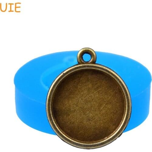 OYL094U 21.6mm Round Mirror Frame Pendant Silicone Mold - for Sugarcraft, Fondant, Resin Jewelry Making, Cookie Biscuit, Candy