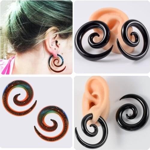 Pair Pyrex Glass Twist Spiral Ear Weights Ear Stretcher Tunnel Plugs Piercing Ear Expander Jewelry Ear Gauge Hanger Jewelry