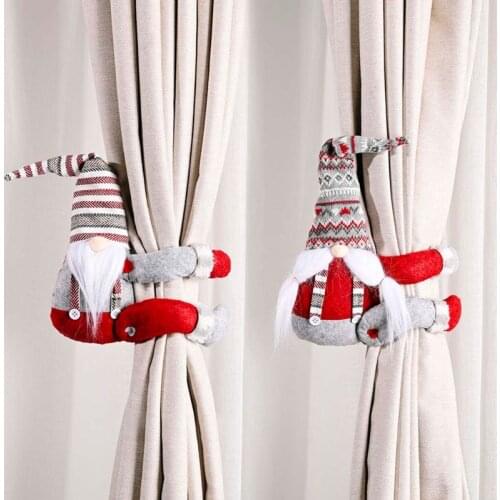 Christmas Curtain Buckle Swedish Gnome Doll Ornament Hanging Toys Tieback Fastener Holder Kids Bedroom Window Home Decorations
