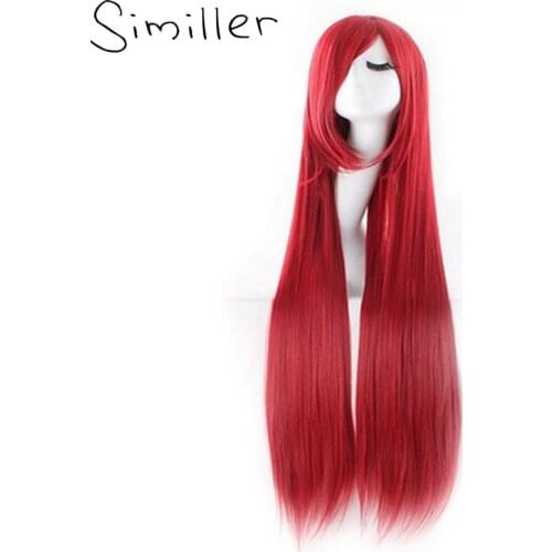 Similler Anime 100cm 40" Long Women Synthetic Cosplay Wigs Hair Blue Pink Ombre Wigs for Women Perruque Peruca Halloween