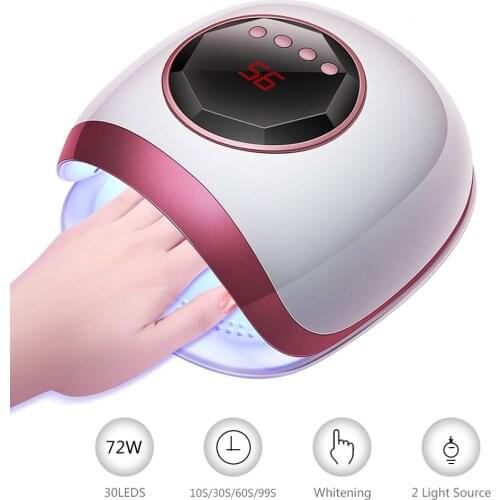 Brand 72W 30LED Nail Lamp UV LED Gel Cure Nail Dryer Light Professional Smart Sensor Manicure Machine With Timer Display US Plug