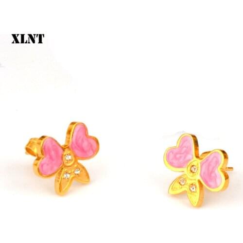 XLNT Oil Painted Butterfly Stud Earrings Wild Animal Female Women Birthday Party Jewelry Girls Best Gift