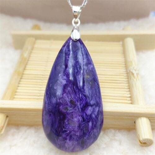 100% Natural Charoite Purple Women Water Drop Pendant 46x28x11mm From Russia Necklace Jewelry Fashion Bead AAAAA
