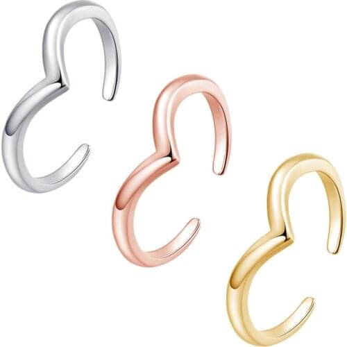 Toe Rings for Women Adjustable Stainless Steelwith Three-color Opening Stackable Toe Ring Love Arc Ring Jewelry Summer Beach