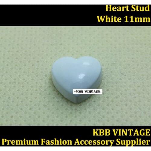 10PC Fashion Heart Stud Screwback Rock DIY Leathercraft 1/2" White