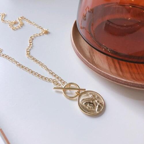 100% Authentic 925 Sterling silver Golds Toggle Disc figure Coin Geometric Pendant Necklace FINE Jewelry TLX465