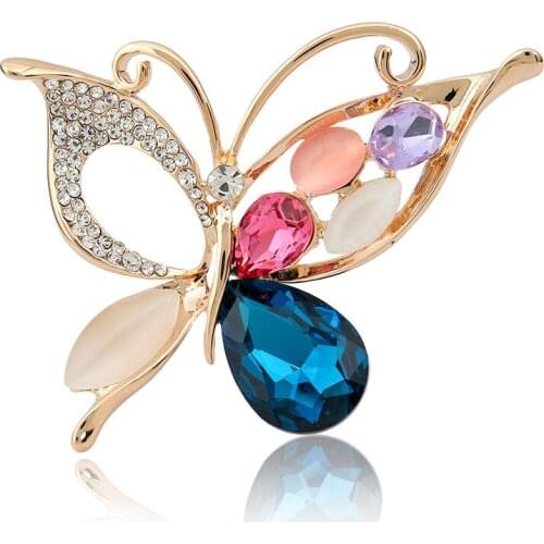 2019 Fashion Butterfly Brooches For Women Perfect Rhinestone Crystal Hijab Pins Christmas Gift Brooches