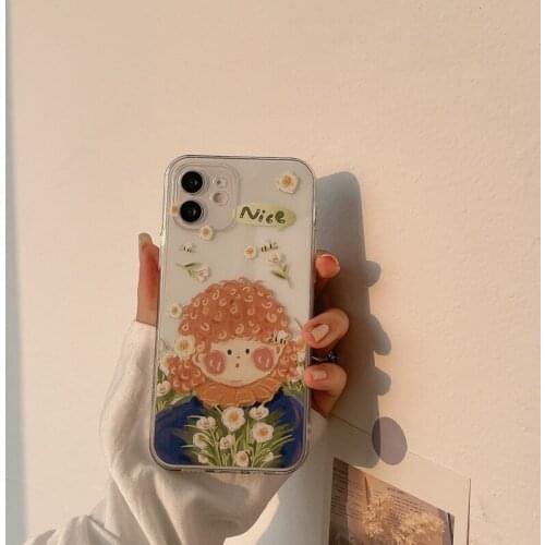 2021 Fashion Painting Girl Cover Case For iPhone 12mini 11ProMax SE2 X XS XSMAX XR 7/8 7/8Plus transparent anti-drop soft case