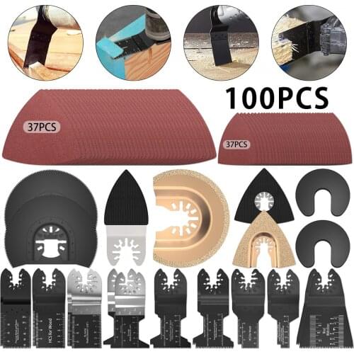 26pcs/100pcs Oscillating Multi Tool Saw Blades Set HCS Metal Cutting Multi-function Power Saw Blades for Multimaster Dremel